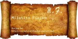 Miletits Füzike névjegykártya